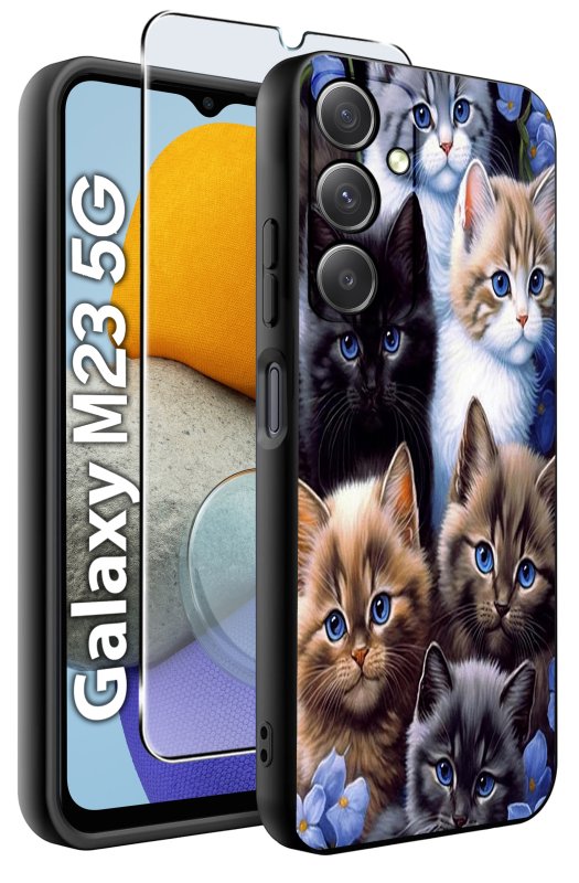 etui-do-samsung-galaxy-m23-rozne-wzory-z kotem-ze-szklem