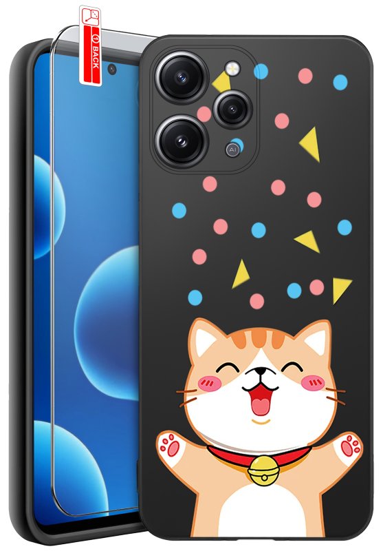 etui-do-xiaomi-redmi-12-4g-rozne-wzory-z-kotem-ze-szklem
