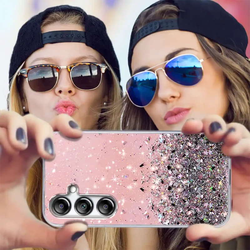 etui-do-samsung-galaxy-a05s-rozowe-brokat-ze-szklem