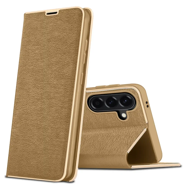etui-do-samsung-galaxy-a26-eleganckie-zamykane-zlote-ze-szklem