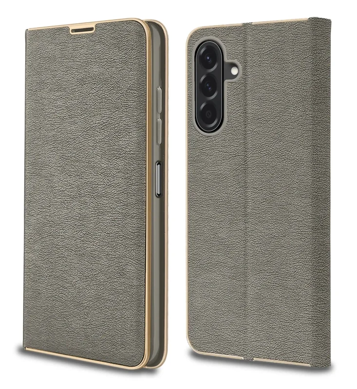 etui-do-samsung-galaxy-a26-eleganckie-zamykane-szare-ze-szklem