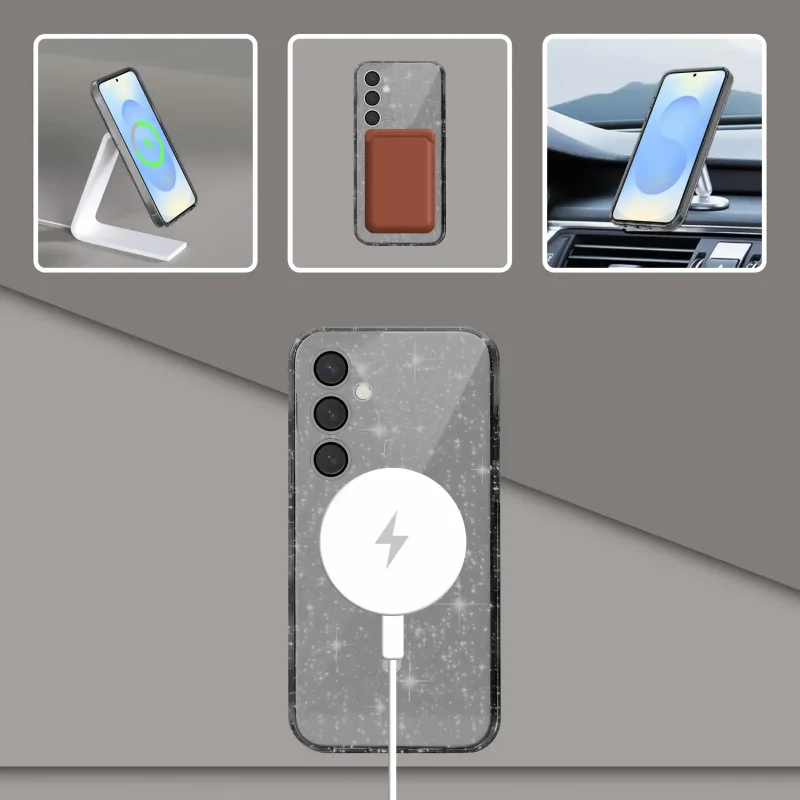 etui-do-samsung-galaxy-s25-magsafe-brokatowe-czarne-ze-szklem