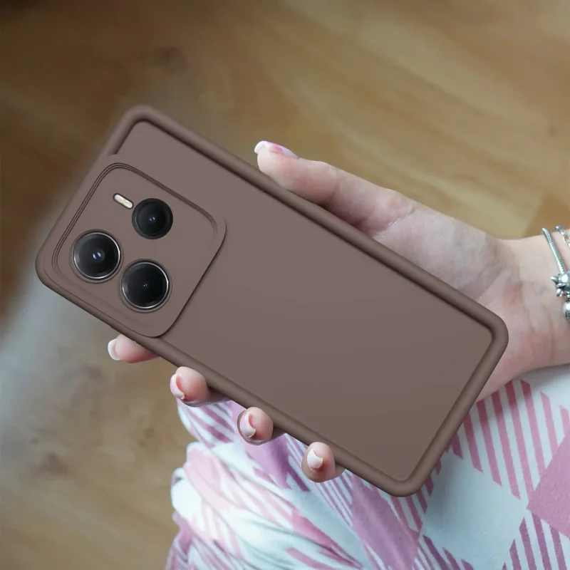 etui-do-xiaomi-redmi-note-14-5g-brazowe-wzmacniane-silikonowe-ze-szklem