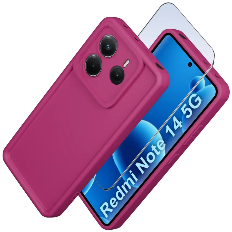 etui-do-xiaomi-redmi-note-14-5g-rozowe-wzmacniane-silikonowe-ze-szklem