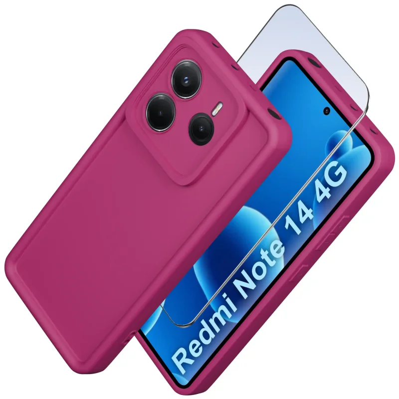 etui-do-xiaomi-redmi-note-14-4g-rozowe-wzmacniane-silikonowe-ze-szklem