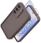 Etui do Samsung Galaxy S25 brązowe wzmacniane silikonowe ze szkłem