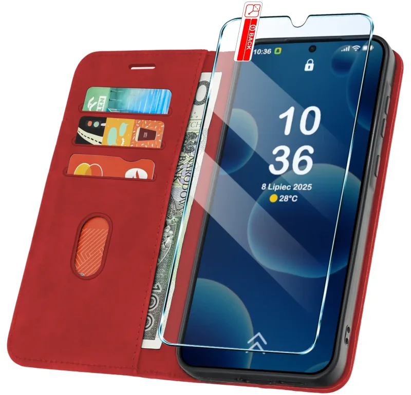 etui-do-samsung-galaxy-a56-skorzane-velvet-zamykane-czerwone-ze-szklem