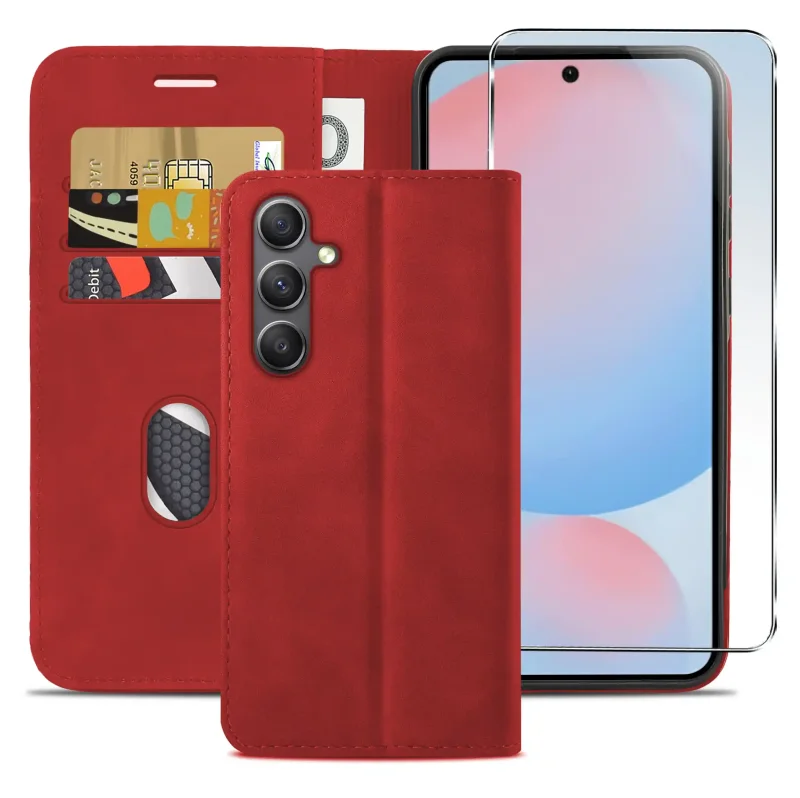 etui-do-samsung-galaxy-a56-skorzane-velvet-zamykane-czerwone-ze-szklem