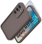 Etui do Samsung Galaxy M35 5G brązowe wzmacniane silikonowe ze szkłem