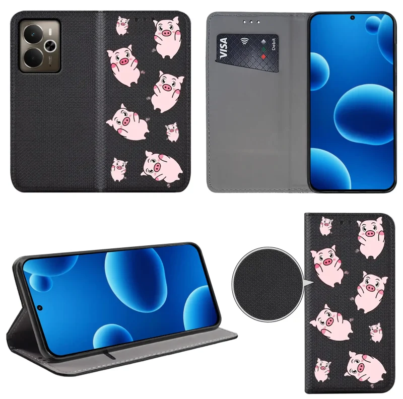 etui-do-realme-14-5g-zamykane-malowane-wzor-zwierzeta-ze-szklem