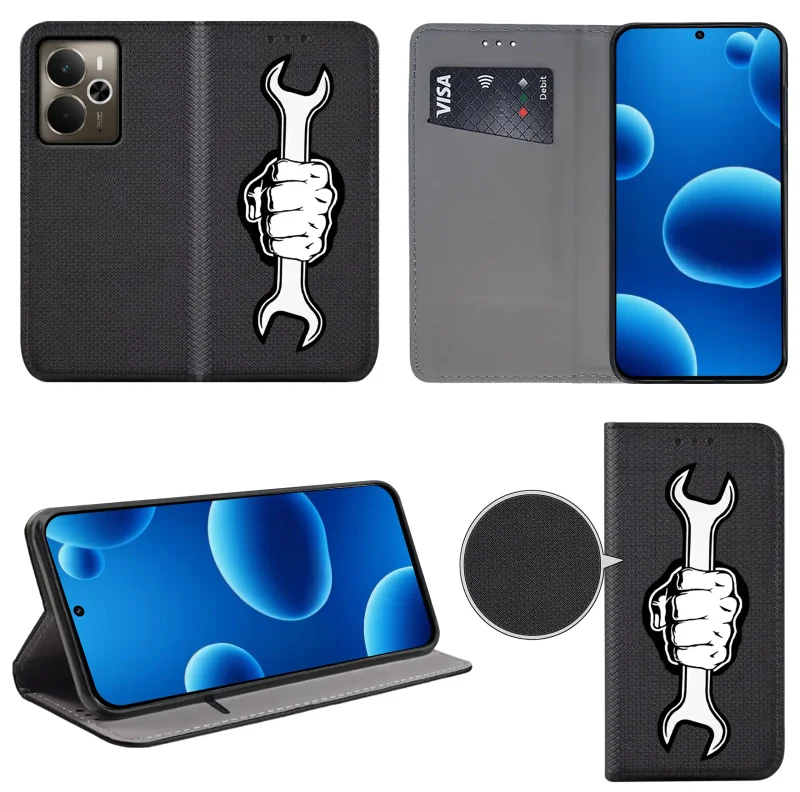 etui-do-realme-14-5g-zamykane-malowane-wzor-meski-ze-szklem
