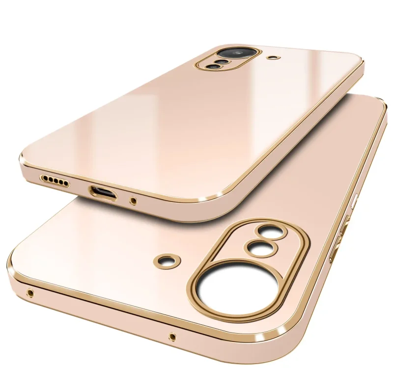 etui-do-xiaomi-redmi-13-poco-c65-ze-zlota-ramka-różowe-ze-szklem