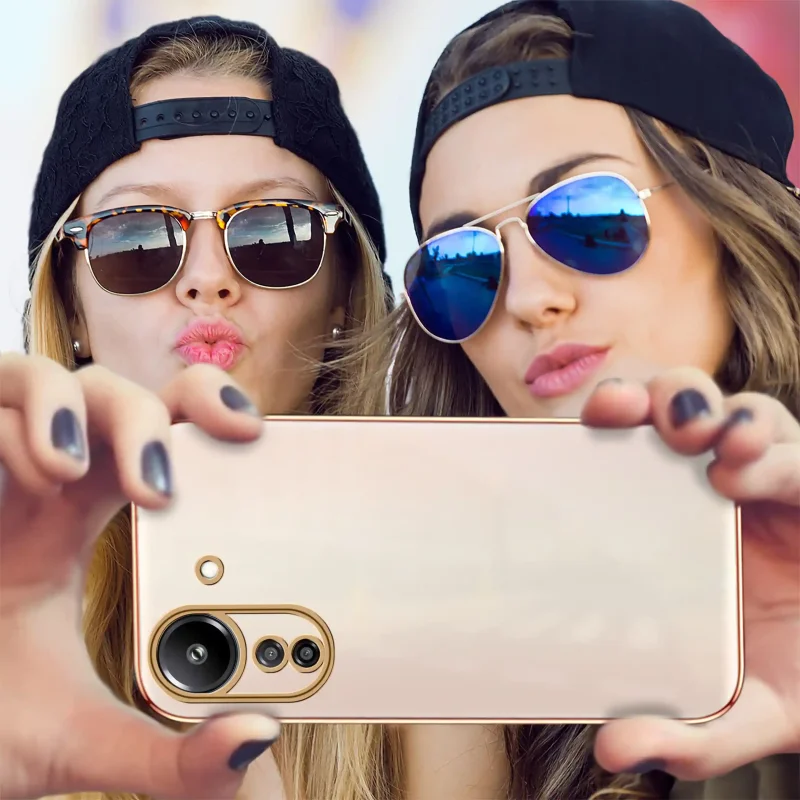 etui-do-xiaomi-redmi-13-poco-c65-ze-zlota-ramka-różowe-ze-szklem