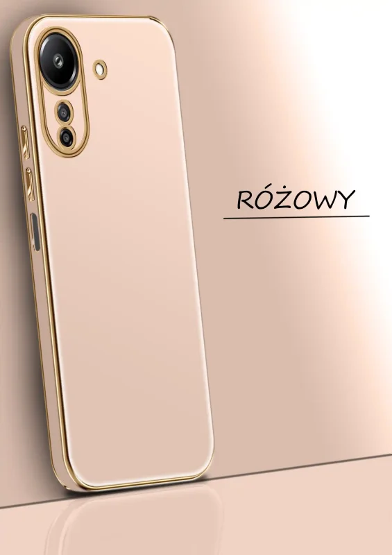 etui-do-xiaomi-redmi-13-poco-c65-ze-zlota-ramka-różowe-ze-szklem