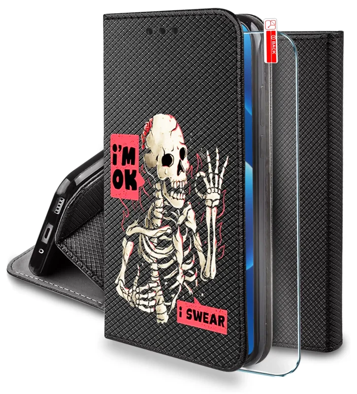 etui-do-xiaomi-redmi-note-14-4g-zamykane-malowane-wzor-smieszny-ze-szklem