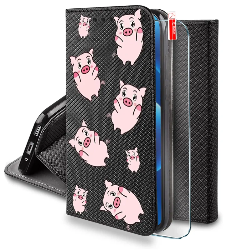 etui-do-xiaomi-redmi-note-14-4g-zamykane-malowane-wzor-zwierzeta-ze-szklem