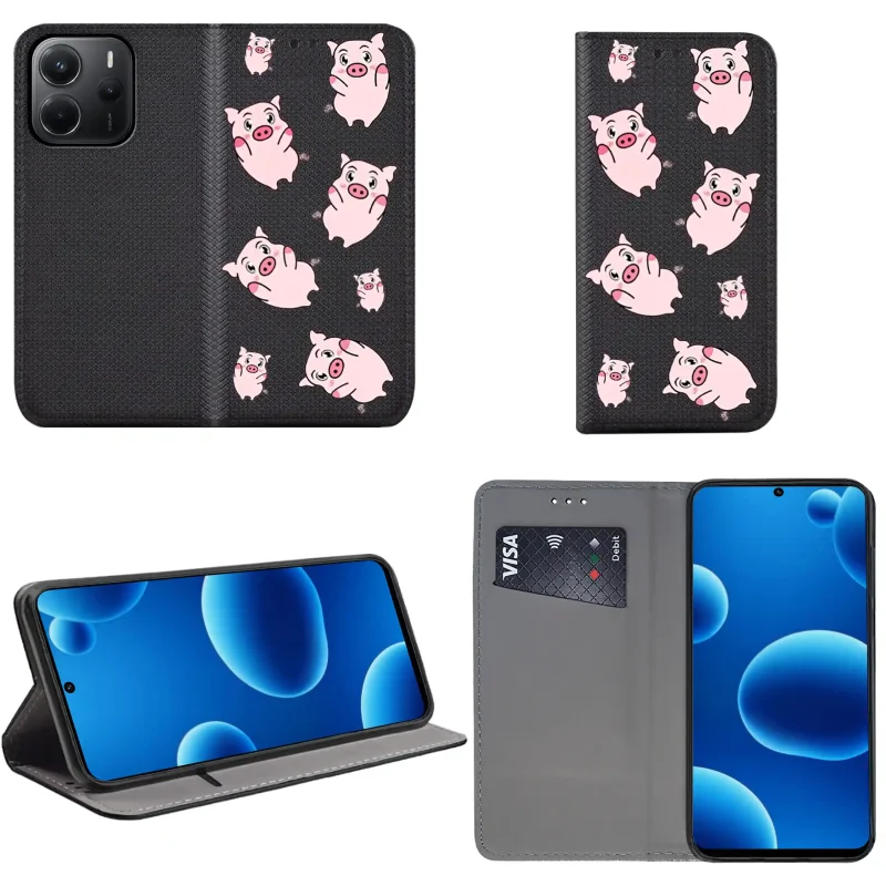 etui-do-xiaomi-redmi-note-14-4g-zamykane-malowane-wzor-zwierzeta-ze-szklem