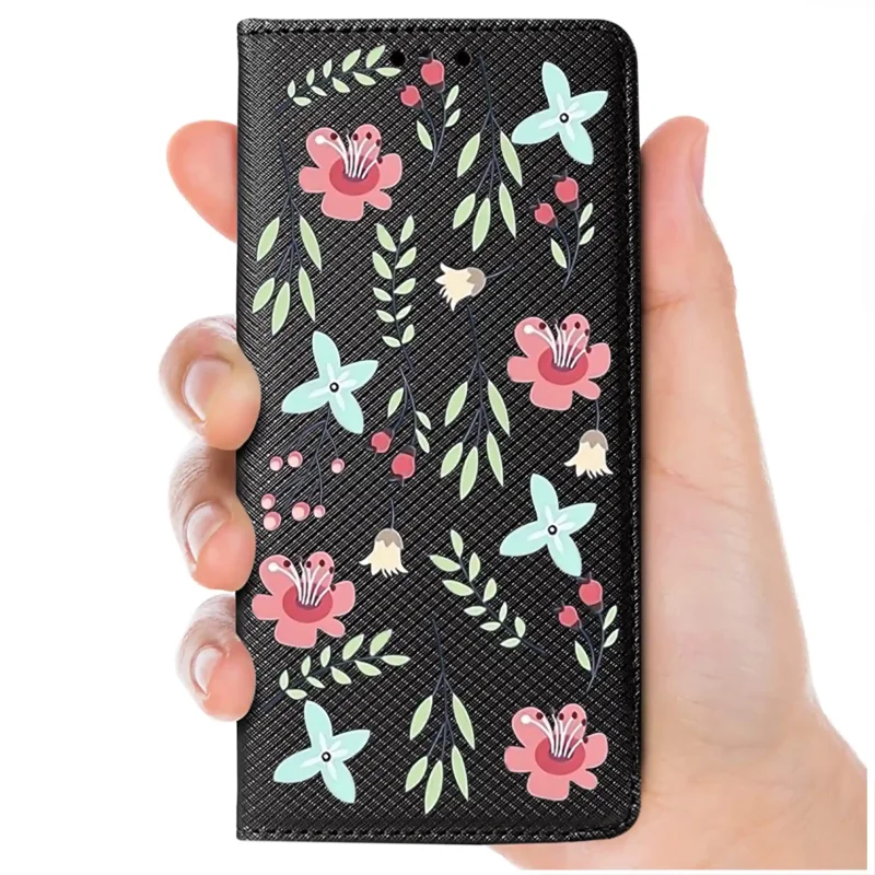 etui-do-xiaomi-redmi-note-14-4g-zamykane-malowane-wzor-kwiatki-ze-szklem