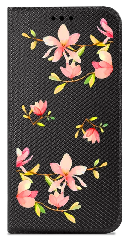 etui-do-xiaomi-redmi-note-14-4g-zamykane-malowane-wzor-kwiaty-ze-szklem