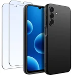 Etui do Samsung Galaxy M16 czarne matowe z zestawem 2 szkieł