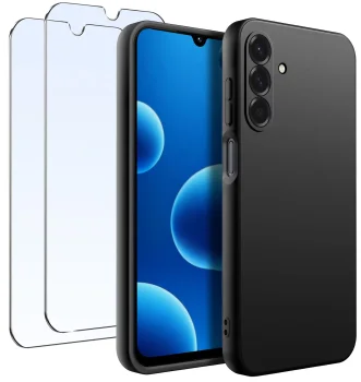 Etui do Samsung Galaxy M16 czarne matowe z zestawem 2 szkieł