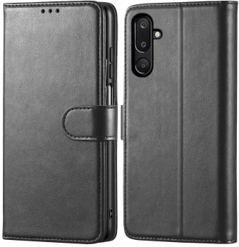 Etui do Samsung Galaxy M16 czarne magnetyczne z klapką ze szkłem