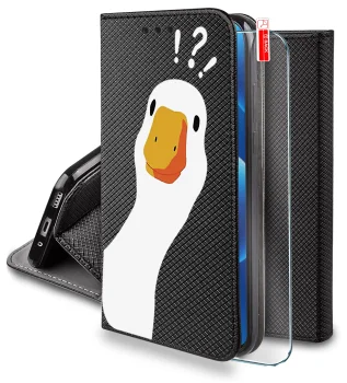 Etui do Motorola Moto G56 5G zamykane malowane wzór gęś ze szkłem