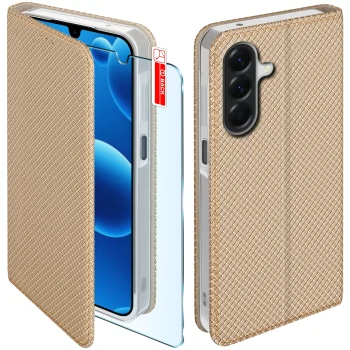 Etui do Samsung Galaxy A26 | A18 | A17 5G złote zamykane ze szkłem