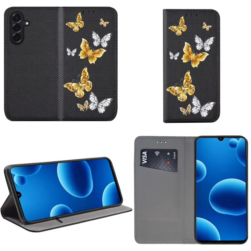 Etui do Samsung Galaxy A26 | A18 | A17 5G zamykane malowane wzór kolorowy ze szkłem