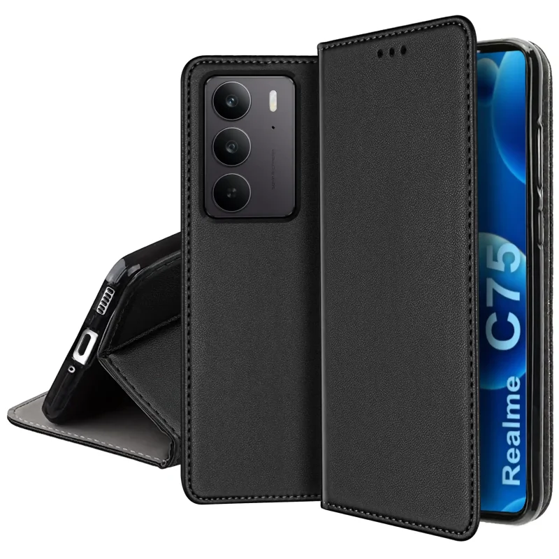 etui-do-realme-c75-czarne-magnetyczne-zamykane-ze-szklem