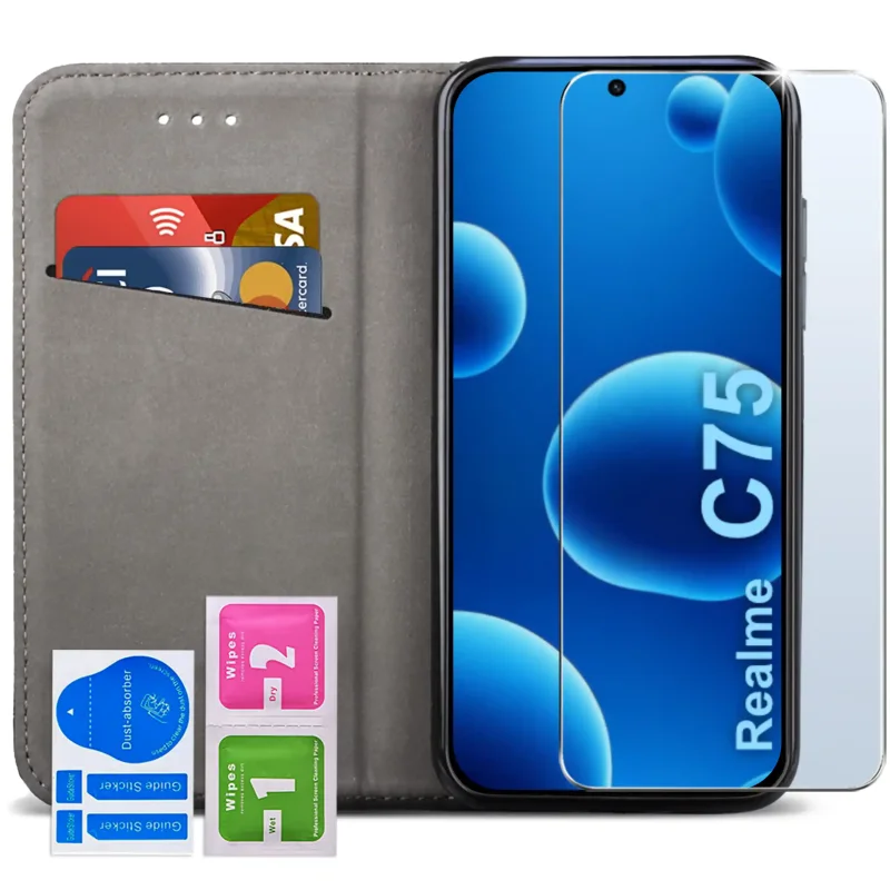 etui-do-realme-c75-czarne-magnetyczne-zamykane-ze-szklem