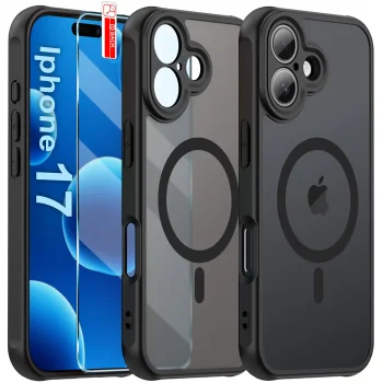 Etui do iPhone 17 Magsafe Matt czarne ze szkłem