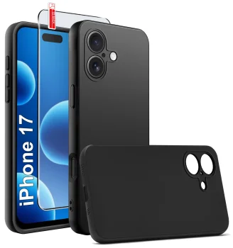 Etui do iPhone 17 czarne matowe ze szkłem