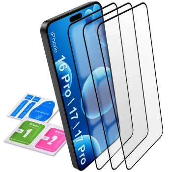 Szkło hartowane 5D do iPhone 16 Pro / 17 / 17 Pro / 18 Pro na cały ekran 3 sztuki