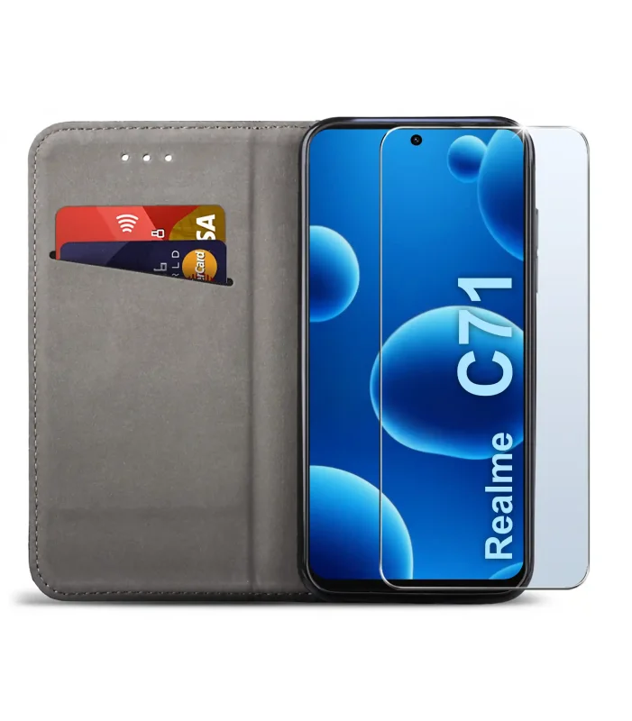 etui-do-realme-c71-czarne-zamykane-ze-szklem