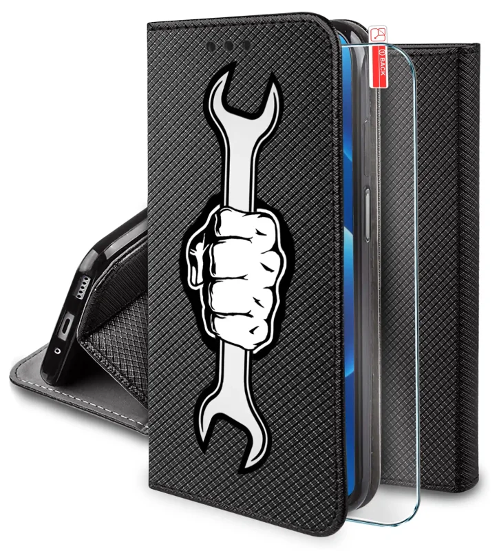etui-do-realme-c71-zamykane-malowane-wzor-meski-ze-szklem