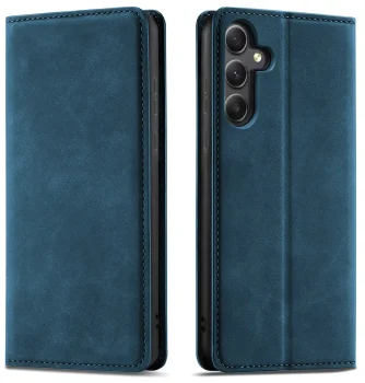 Etui do Samsung Galaxy A36 / A37 5G skórzane Velvet zamykane granatowe ze szkłem