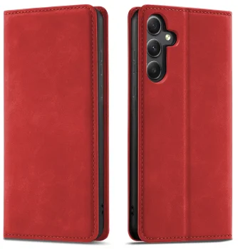 Etui do Samsung Galaxy A36 / A37 5G skórzane Velvet zamykane czerwone ze szkłem