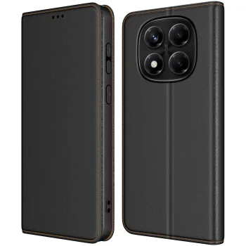 Etui do Xiaomi Redmi Note 14 Pro 5G / Pro+ 5G skórzane zamykane czarne z folią