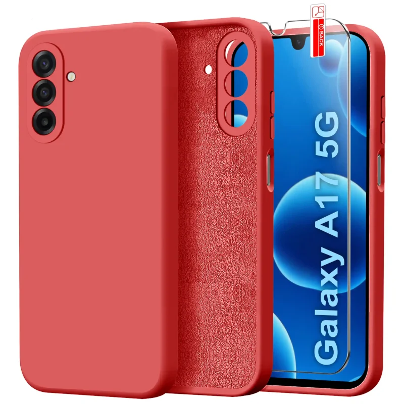 etui-do-samsung-galaxy-a17-5g-czerwone-silikonowe-ze-szklem