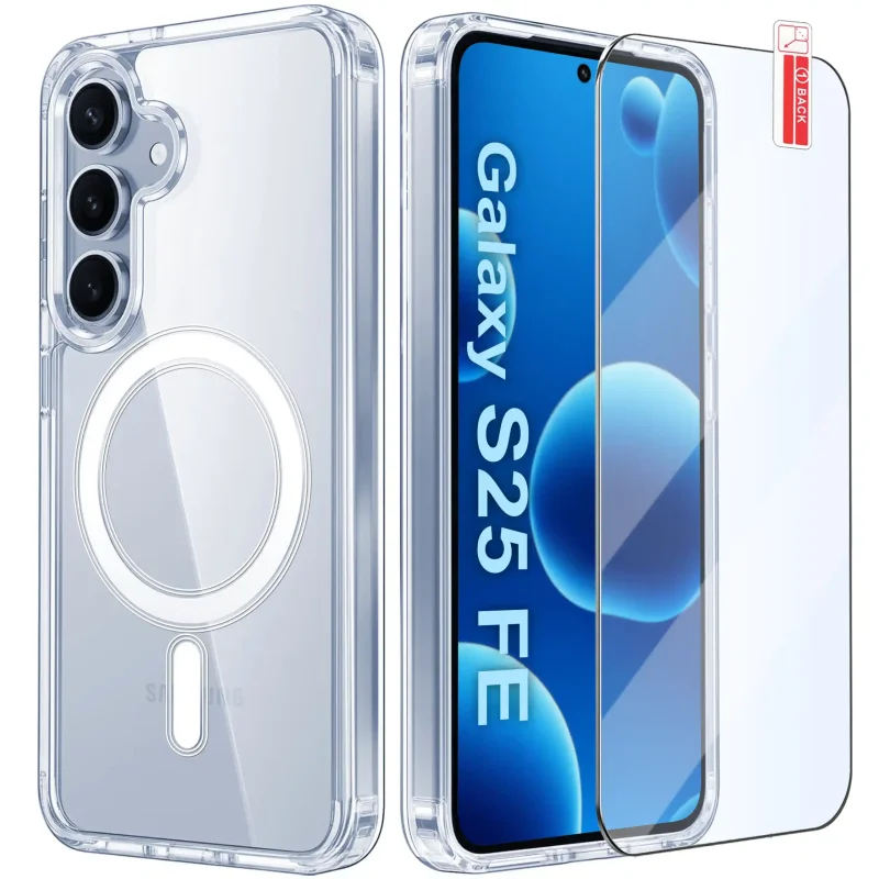 Etui do Samsung Galaxy S25 Fe bezbarwne Magsafe ze szkłem
