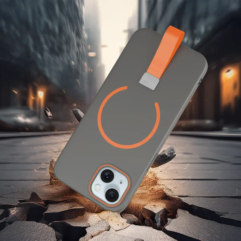 etui-do-iphone-15-szare-magsafe-z-paskiem-na-palec-ze-szklem