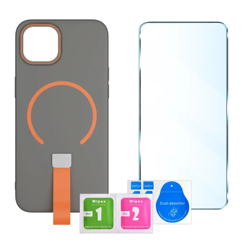 etui-do-iphone-15-szare-magsafe-z-paskiem-na-palec-ze-szklem