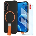 Etui do Samsung Galaxy A36 5G / A37 5G / A56 5G czarne MagSafe z paskiem na palec ze szkłem