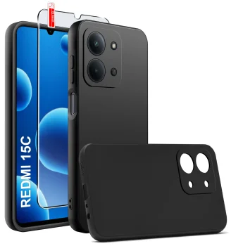 Etui do Xiaomi Redmi 15C 5G czarne matowe ze szkłem