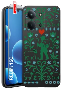 Etui do Xiaomi Redmi 15C 5G różne wzory ludowe ze szkłem