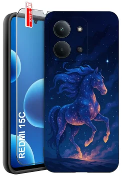 Etui do Xiaomi Redmi 15C 5G różne wzory z koniem ze szkłem