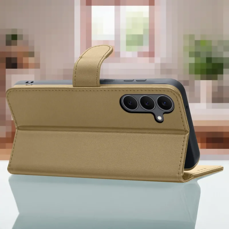 etui-do-samsung-galaxy-s25-fe-zlote-magnetyczne-z-klapka-ze-szklem