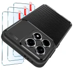 Etui do Xiaomi 14T carbon z zestawem 3 szkieł