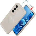 Etui do Samsung Galaxy A36 / A37 5G silikonowe serce białe ze szkłem